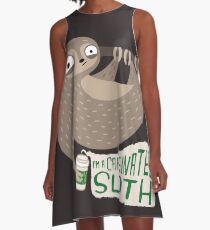 Caffeinated Sloth A-Line Dress
