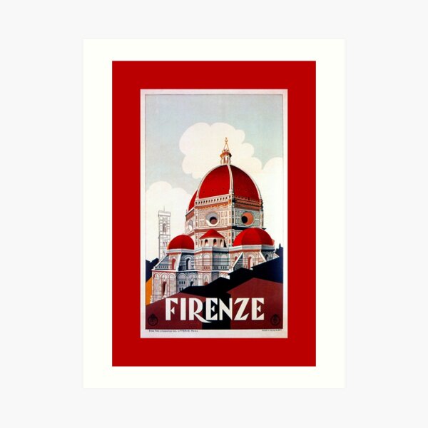 Florence Firenze 1920s Italian travel ad, duomo Art Print
