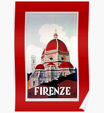 Florence Firenze 1920s Italian travel ad, duomo Poster