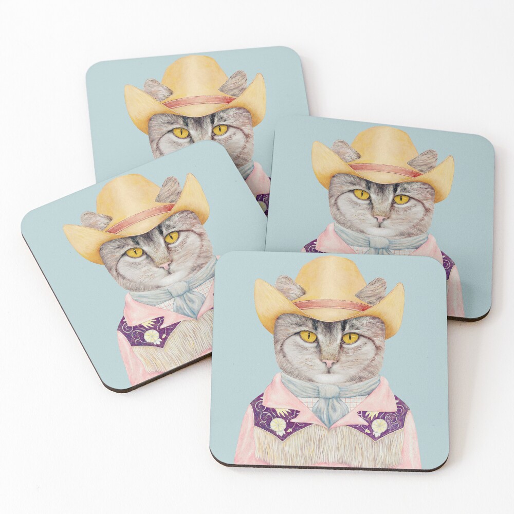 Cowboy Cat Coasters (Set of 4)