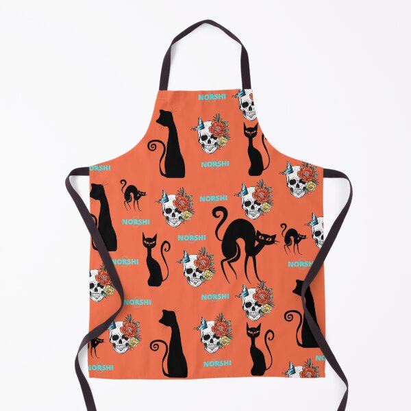 Item preview, Skulls and Black Cats in Orange designed and sold by Sassy Norshi.