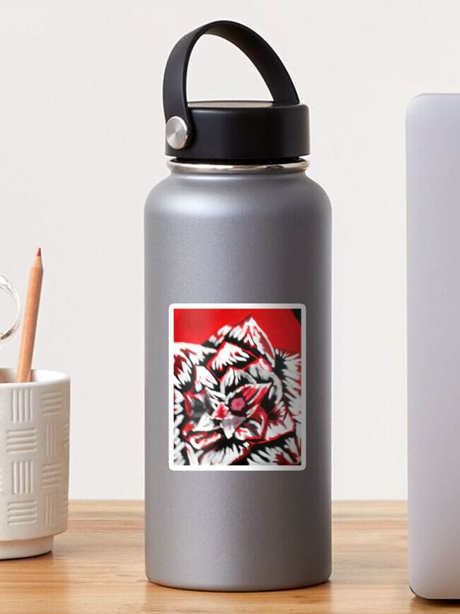 Thumbnail 1 of 3, Sticker, Red Abstract Flowers designed and sold by LBlaze.