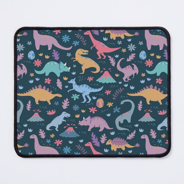 Item preview, Dinosaur Pattern with Flowers and Volcanoes  designed and sold by latheandquill.