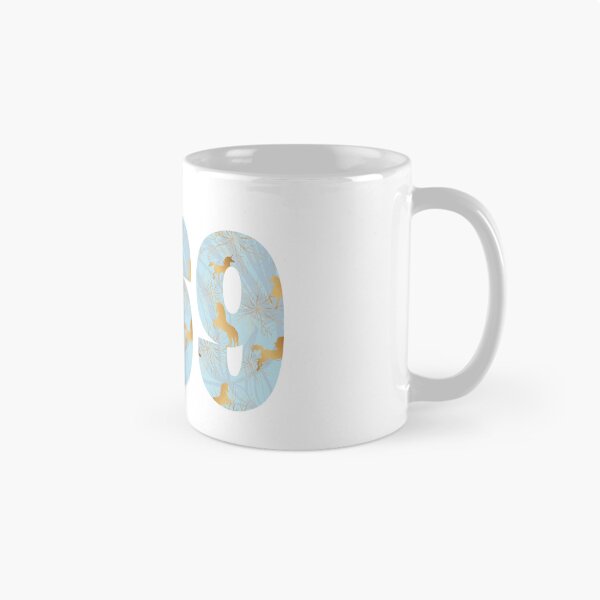 Item preview, Tesla magic manifesting numbers with golden unicorns leaping on a magical blue background designed and sold by Mary Egan.