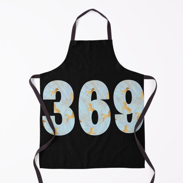 Item preview, Tesla magic manifesting numbers with golden unicorns leaping on a magical blue background designed and sold by Mary Egan.