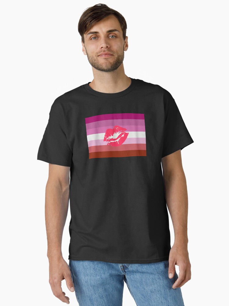 Thumbnail 1 of 7, Classic T-Shirt, Lipstick Lesbian Pride Flag designed and sold by Gayesthetic.