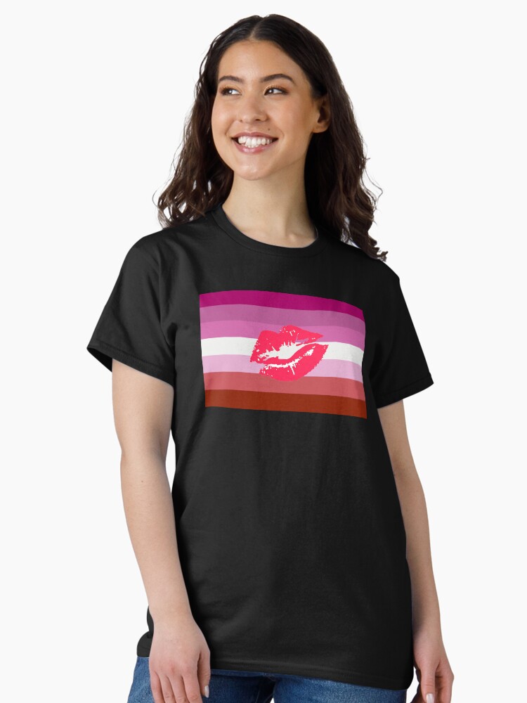 Thumbnail 2 of 7, Classic T-Shirt, Lipstick Lesbian Pride Flag designed and sold by Gayesthetic.
