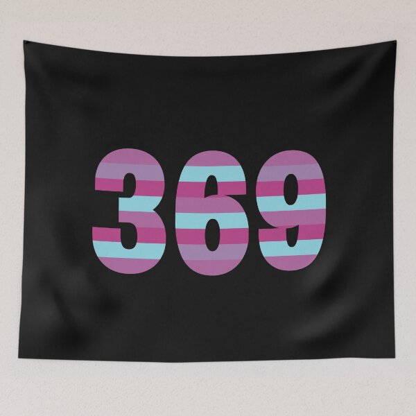 Item preview, Tesla magic manifesting numbers in bold affirming stripes of grape, plum, cherry and cotton candy blue. designed and sold by Mary Egan.