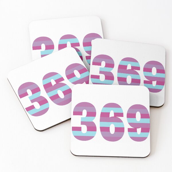 Item preview, Tesla magic manifesting numbers in bold affirming stripes of grape, plum, cherry and cotton candy blue. designed and sold by Mary Egan.