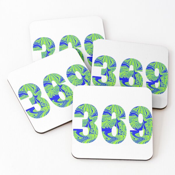 Item preview, Tesla magic manifesting numbers ina vibrant and bold, blue and green psychedelic liquid design designed and sold by Mary Egan.