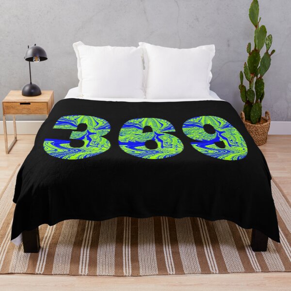 Item preview, Tesla magic manifesting numbers ina vibrant and bold, blue and green psychedelic liquid design designed and sold by Mary Egan.