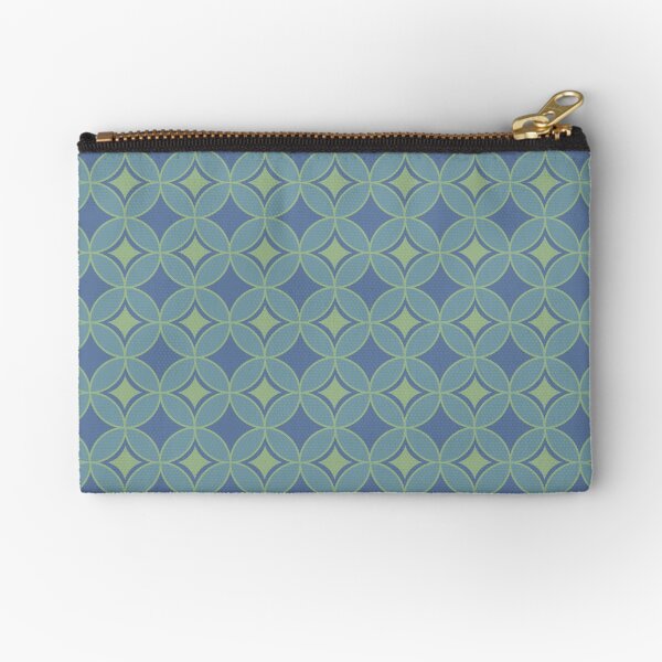 Green and Blue Indonesian Batik Pattern Variation Zipper Pouch