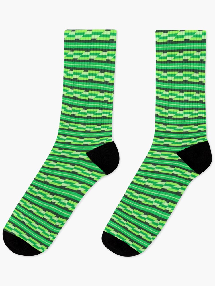 Thumbnail 1 of 5, Socks, Colorful Green Abstract Geometric Stripes Pattern designed and sold by Zeph1.
