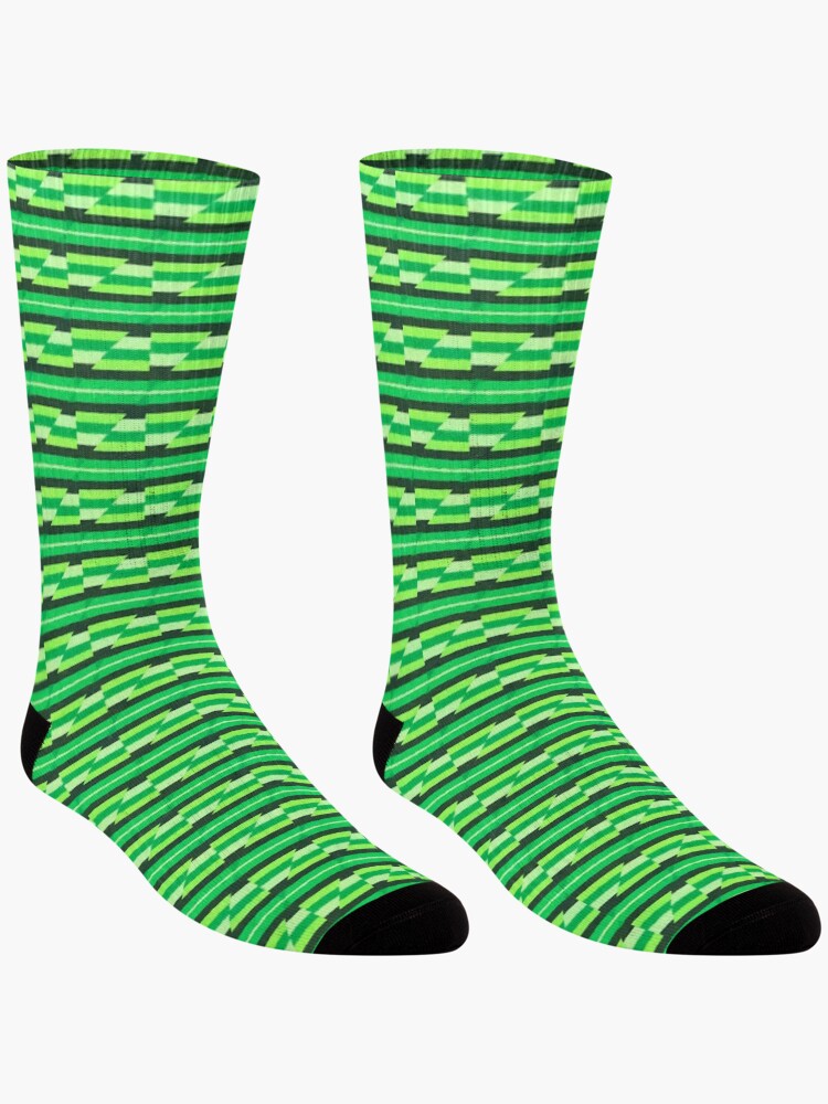 Thumbnail 3 of 5, Socks, Colorful Green Abstract Geometric Stripes Pattern designed and sold by Zeph1.