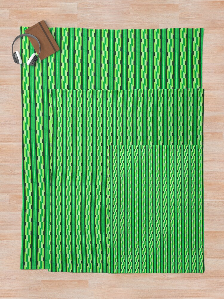 Thumbnail 5 of 6, Throw Blanket, Colorful Green Abstract Geometric Stripes Pattern designed and sold by Zeph1.