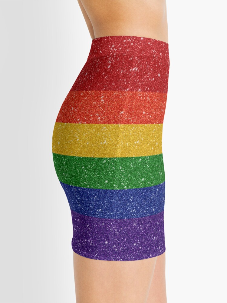 Alternate view of Faux Glitter Rainbow Pride Flag Mini Skirt