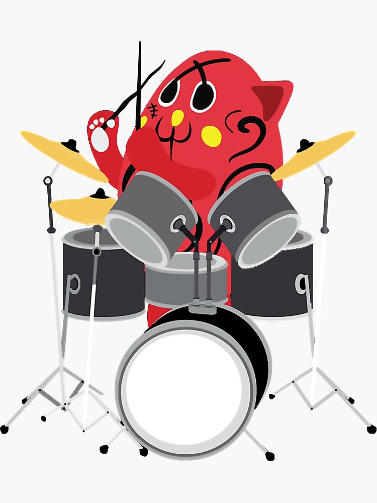 nyango-star-mascot-drummer-sticker-by-butlercarrie-redbubble