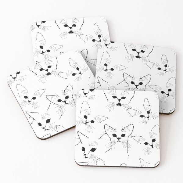 Item preview, cats, line drawing, white cats, abyssinian cats, lots of cats, adorable, cute designed and sold by Maria Mihailova.