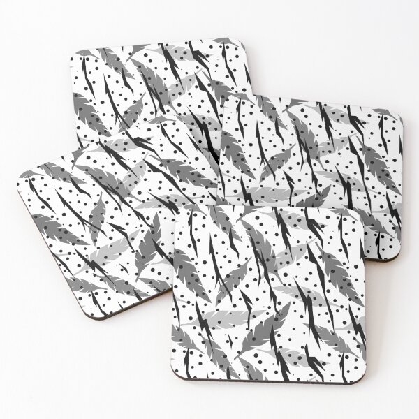 Item preview, Monochrome Feathers and Dots Pattern designed and sold by mrhighsky.