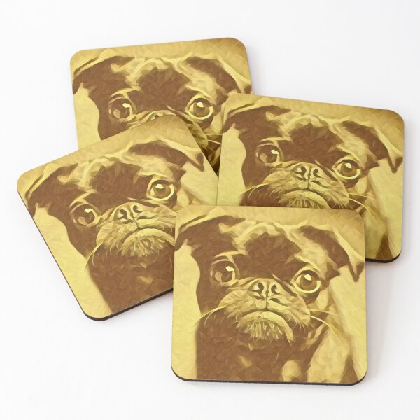 Item preview, Gold Portrait Puppy Pug Life Art designed and sold by TheWildFlix.
