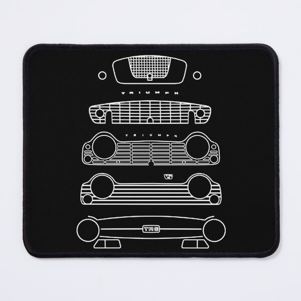 Item preview, Triumph TR evolution classic 1950s-1960s British sports cars white outline graphic designed and sold by CleopatraLopes.