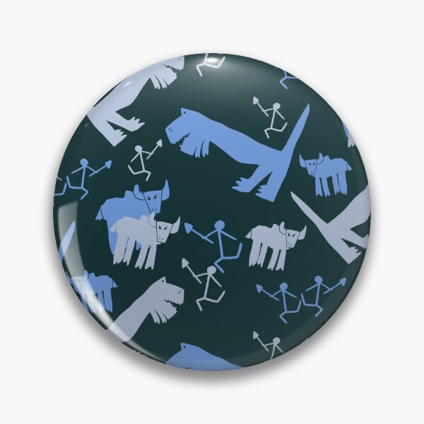 Item preview, Bisons, hunters and dinosaurs - Blues and Dark Background designed and sold by MaddaMom.