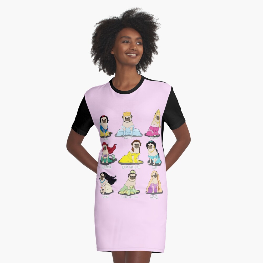 Pug Princesses Graphic T-Shirt Dress