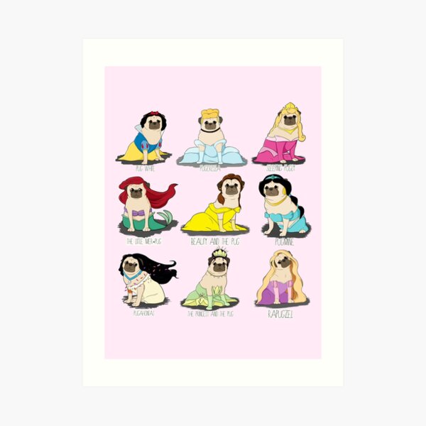 Pug Princesses Art Print