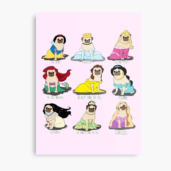 Pug Princesses Metal Print
