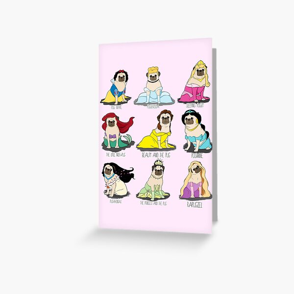 Pug Princesses Greeting Card