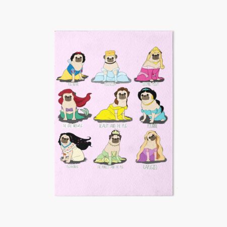 Pug Princesses Art Board Print
