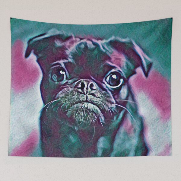 Item preview, Retro Neon Purple Portrait Puppy Pug Life Art designed and sold by TheWildFlix.