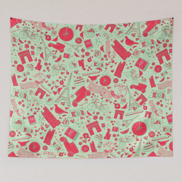 Item preview, STYLISH PARIS ADDICTION CUTE PARIS CITY THEME  DOODLE SEAMLESS PATTERN designed and sold by zenturtlemerch.