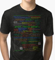 Hello World - Many Programming Languages (dark) Tri-blend T-Shirt