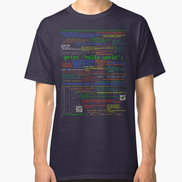 Hello World - Many Programming Languages (dark) Classic T-Shirt