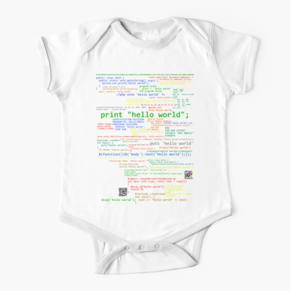 Hello World - Many Programming Languages (dark) Short Sleeve Baby One-Piece