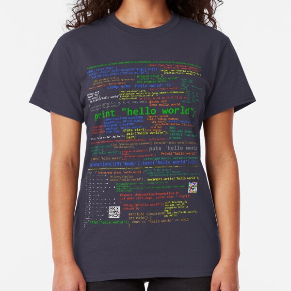 Hello World - Many Programming Languages (dark) Classic T-Shirt