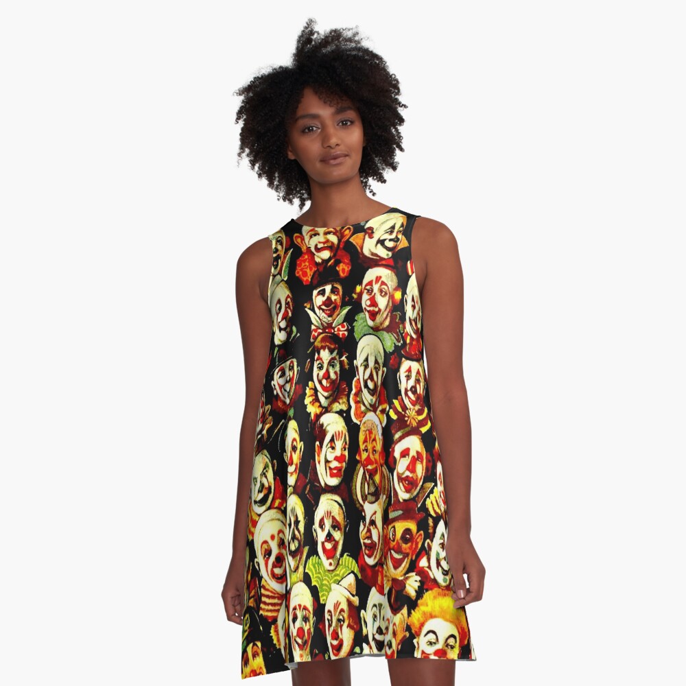 RINGLING BROS, BARNUM & BAILEY: Vintage Clown Print A-Line Dress