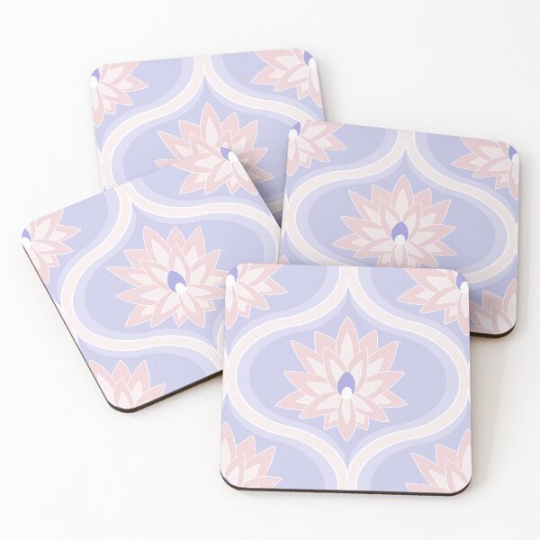 Item preview, candy and periwinkle lotus flower ogee pattern designed and sold by colorofmagic.
