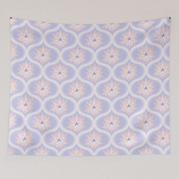 Item preview, candy and periwinkle lotus flower ogee pattern designed and sold by colorofmagic.