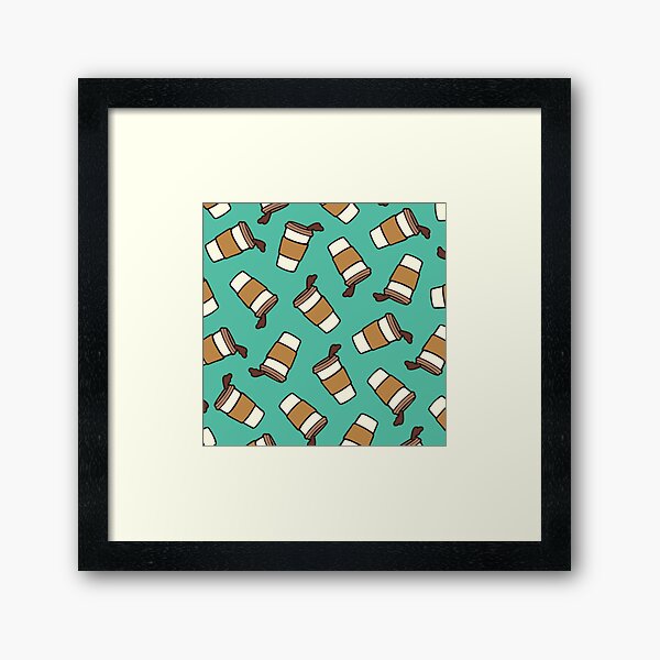 Take it Away Coffee Pattern Framed Art Print