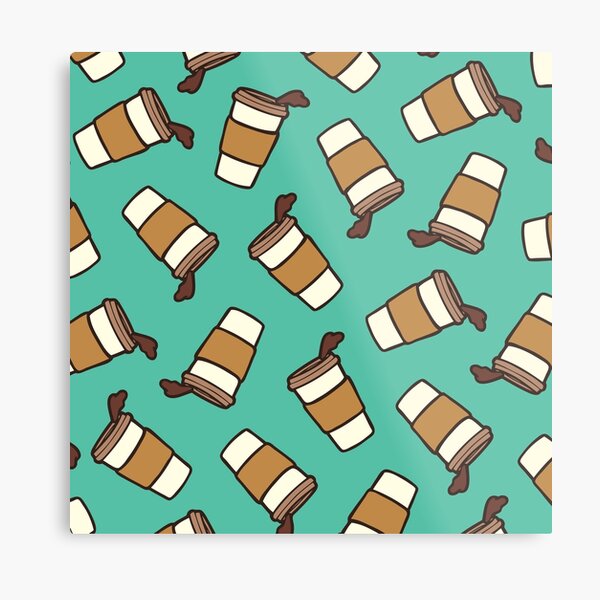 Take it Away Coffee Pattern Metal Print