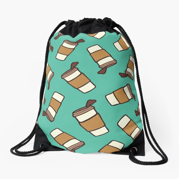 Take it Away Coffee Pattern Drawstring Bag