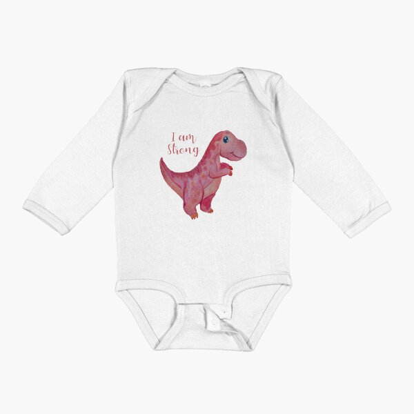 Item preview, I am strong Pink Dinosaur Watercolour designed and sold by Honest-Explorer.