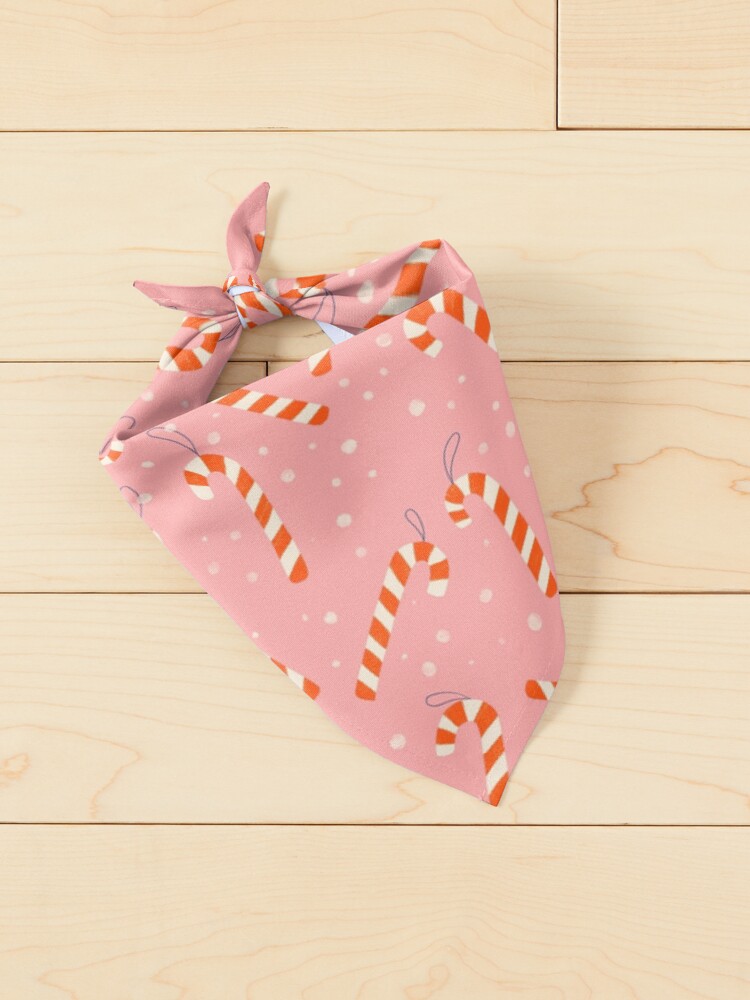 Alternate view of Candy cane pattern, pink and red Pet Bandana