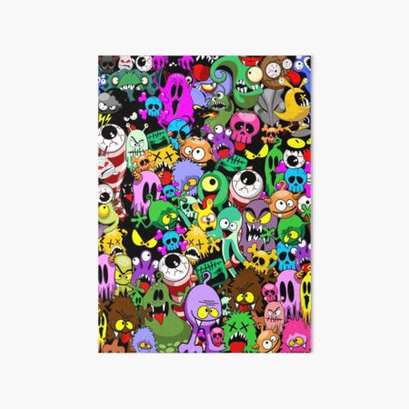 Monsters Doodles Characters Saga Art Board Print