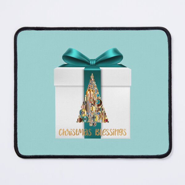 Item preview, Christmas Blessings Gift & Tree - Aqua Background designed and sold by PawsitiveMum.