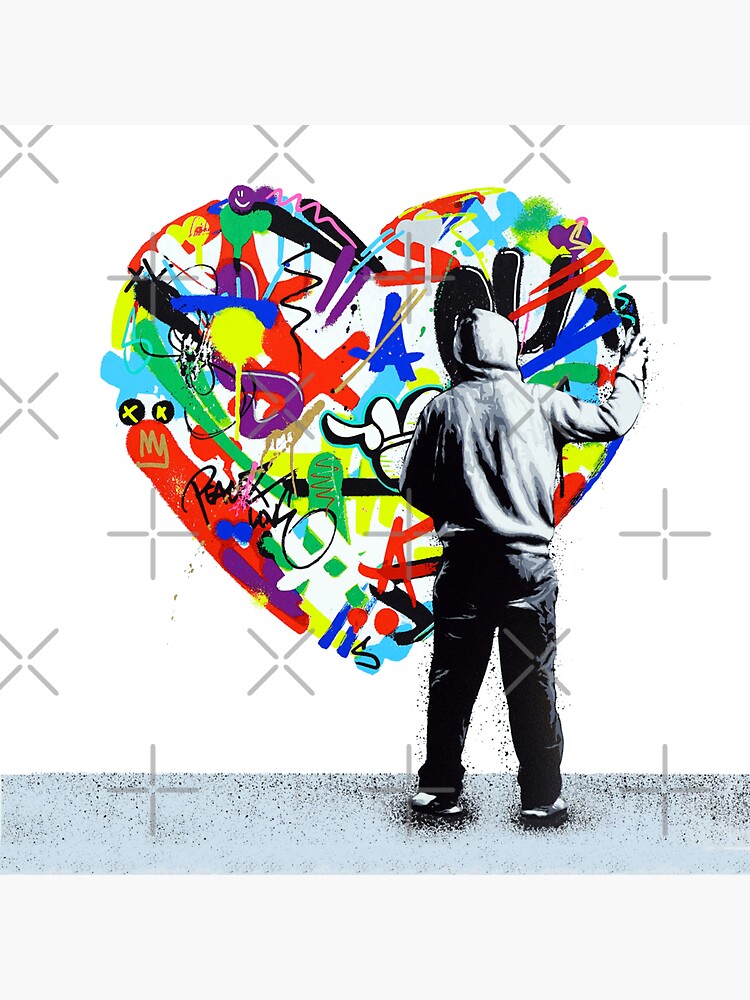 Thumbnail 3 of 3, Sticker, Graffiti Heart Street Art designed and sold by Teecha.