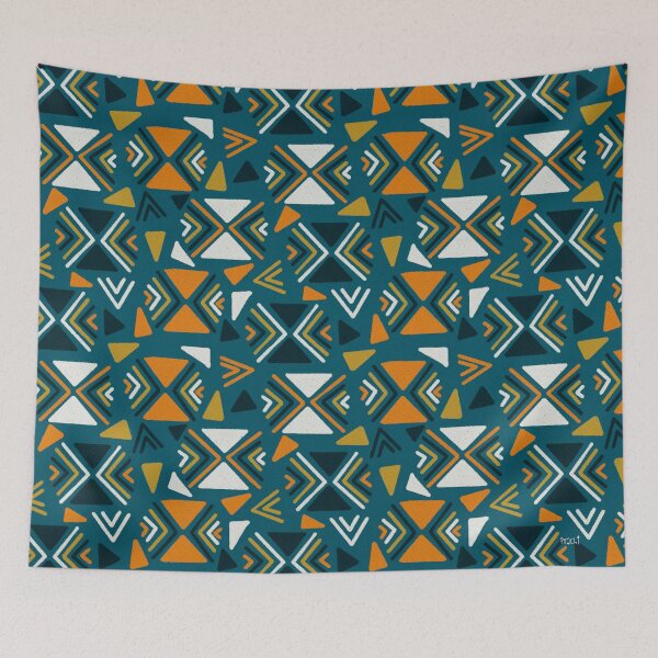 Item preview, TRIANGLE LINES - PEACOKE BLUE designed and sold by PrachiManerikar.