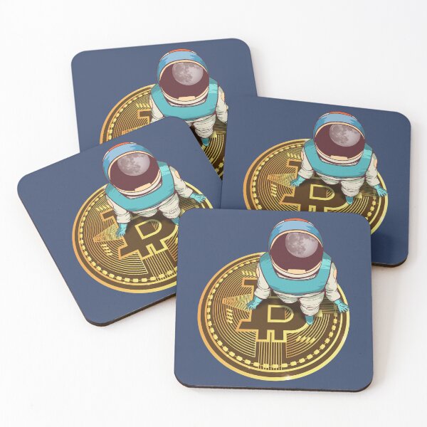 Item preview, Female Astronaut Bitcoin Elevator, Bitcoin To the Moon, Funny Cryptocurrency Meme Graphic designed and sold by Ransyn Art.